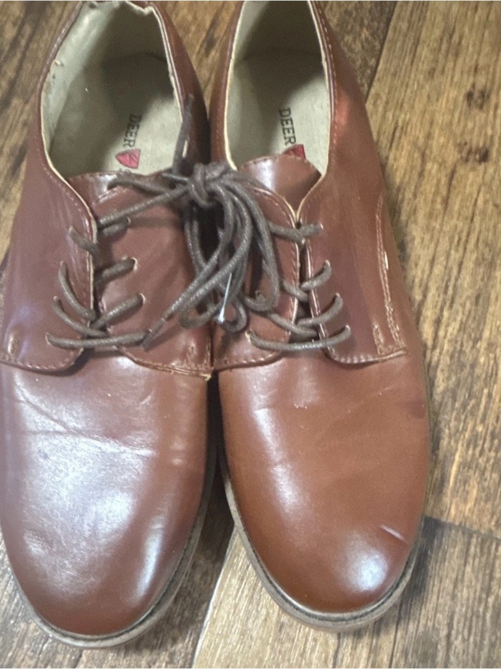 Deer Stags Men's Brown Leather Derby Lace-Up Shoes